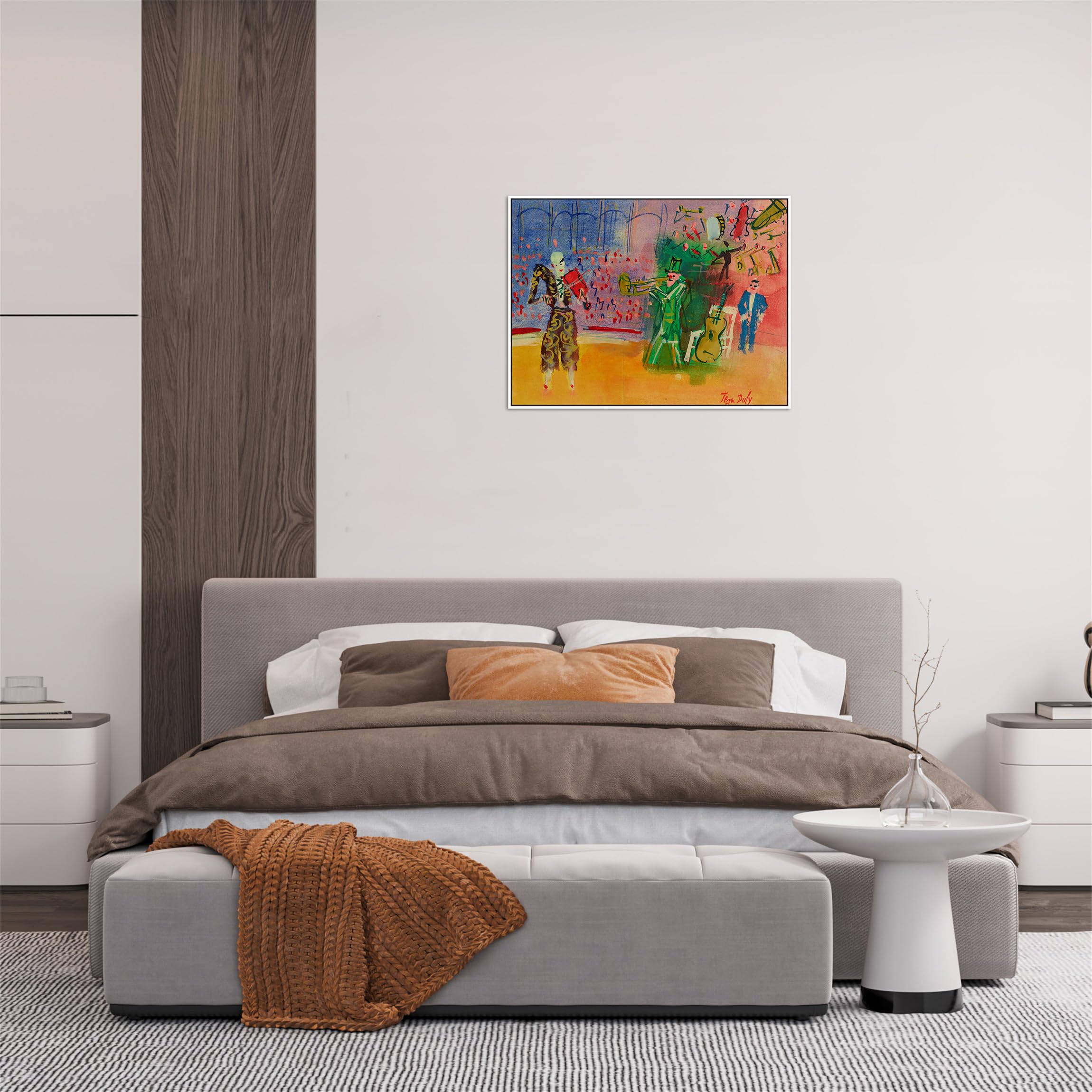 MUHJDYC Jean Dufy Famoso Stampe Arte Poster Riproduzione-Bianca Cornice Quadro su Tela-Quadri Moderni Soggiorno(clown musicali) 70x90cm