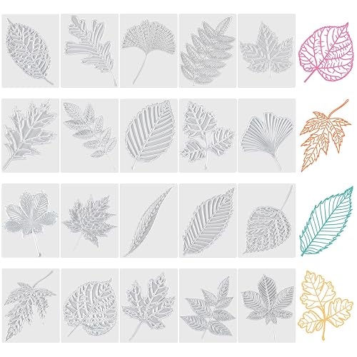 Wonderjune 20 Pcs Leaf Rubbing Plates 3.94 x 5.12 Inches