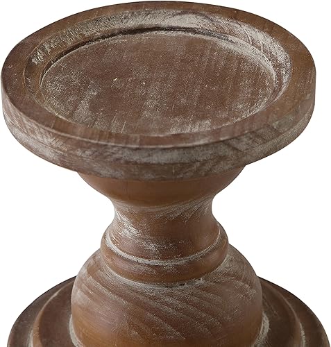 Miniatura 6 de SOFE Portavelas de madera rústica grande, soporte para pilar de vela marrón, soportes de velas de granja para velas de pilar, candelabros de madera