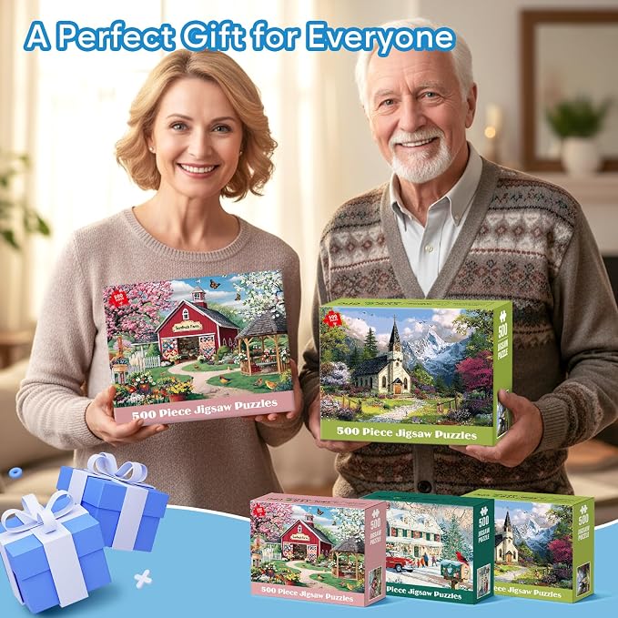Set 3 Rompecabezas 500 Piezas Paisaje Campo para Adultos miniatura 5