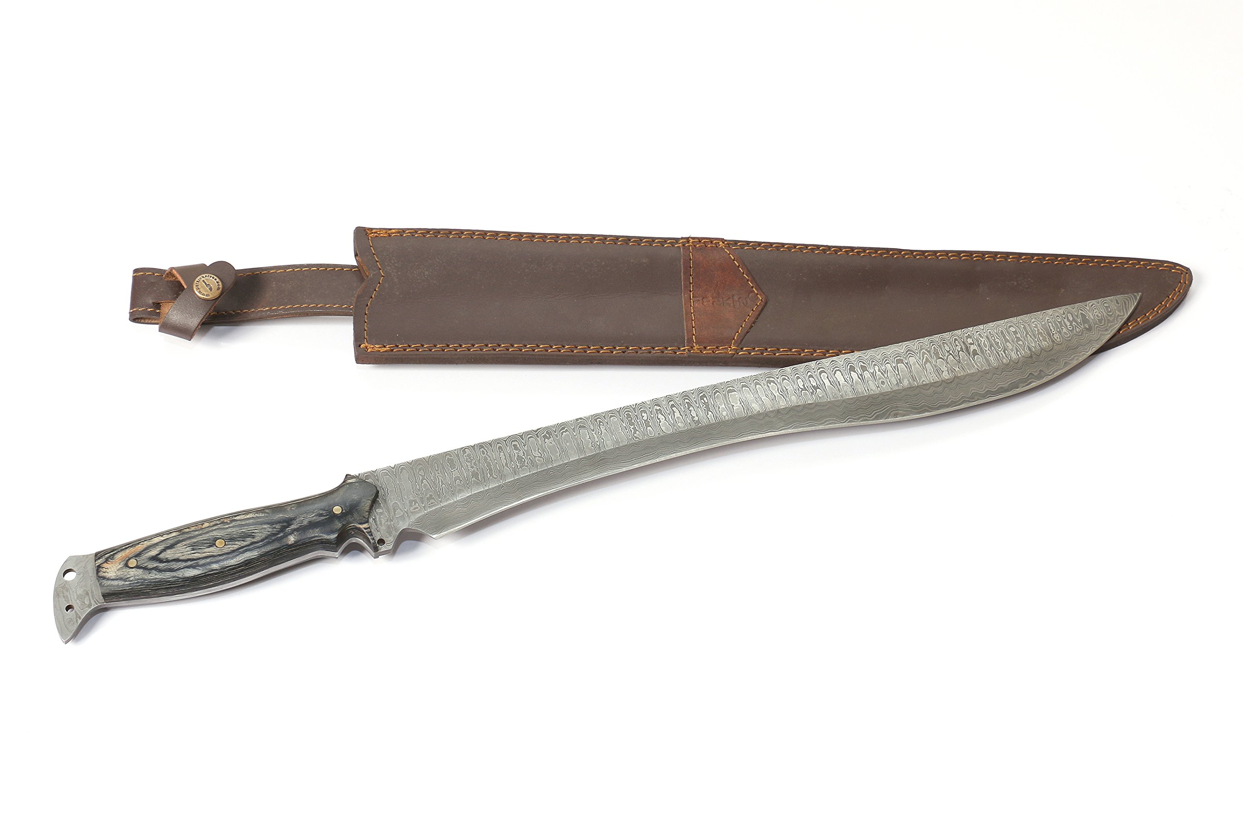 Perkin Damast Stahl messer - 61 cm Feststehendes Jagdmesser Schwert - SDPH