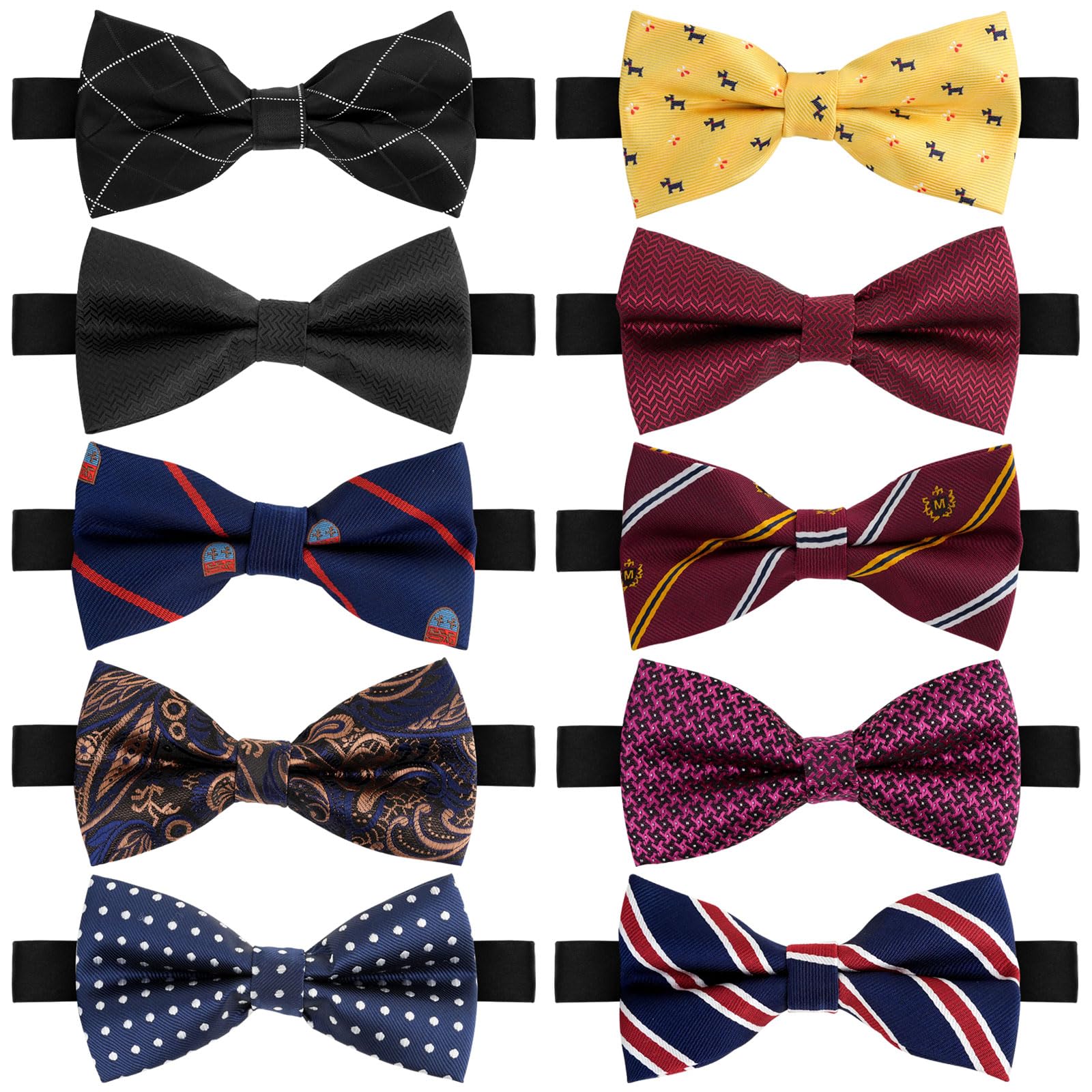 10 Pezzi Papillon da Uomo, Multi-colore Affari Tuxedo Papillon per Gli Uomini Ragazzi, Classico Pre-legato Suit Cravatte, Regolabile di Lusso Formale Collo Bowtie per Affari Matrimonio Partito