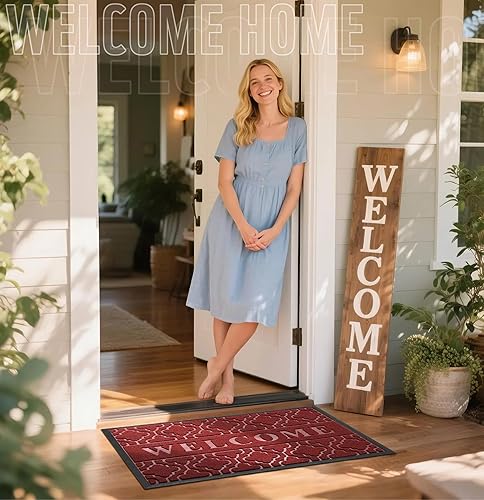 Miniatura 2 de Yimobra Welcome Mat Outdoor Indoor, All-Season Waterproof Front Door Mat Outside Entrance, All-Weather Heavy Duty Non-Slip Doormat, Low Profile