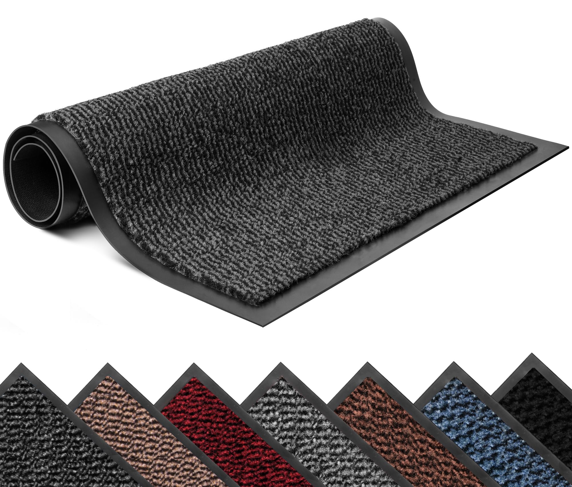 Lexell Non-Slippery Heavy Duty Door Mats – Large & Stylish Washable Rubber Doormats for Indoor & Outdoor – Perfect Dust Grabbing Floor Mat (Anthracite-waved, 80 x 160 cm) — image 1