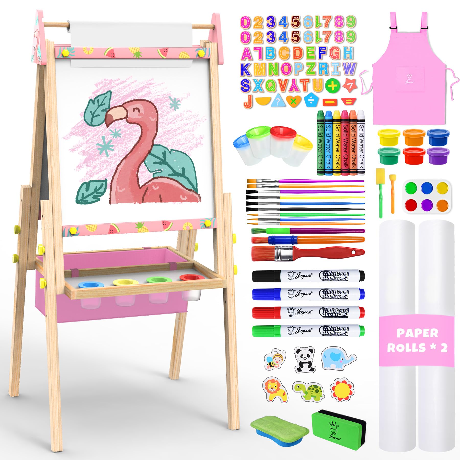Joyooss Art Easel for Kids Easel for Toddler with Paper roll Pink