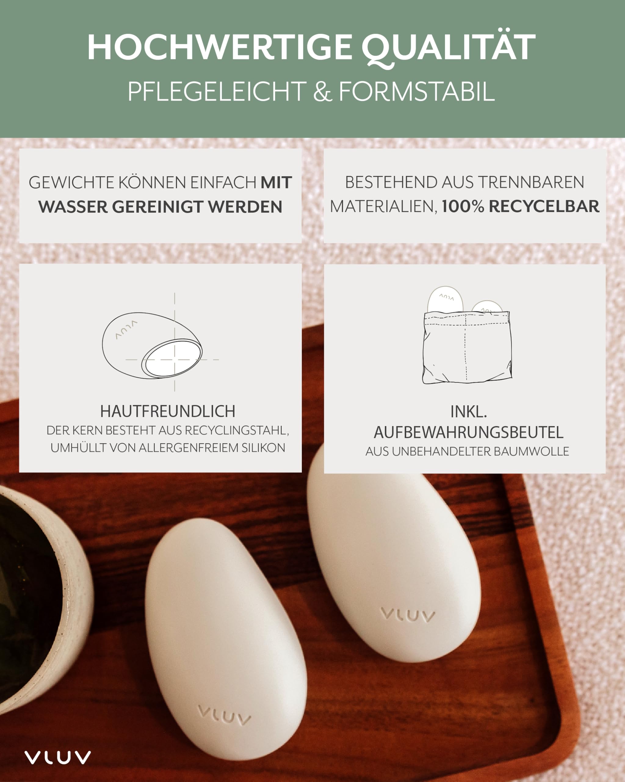 VLUV LIVT Toning Gewichte 750g - 2er Set [ergonomische Handgewichte mit rutschfester Silikonoberfläche] Kurzhanteln 2er Set - Hanteln Frauen Set - Gewichte Hantel Männer (Gravel)