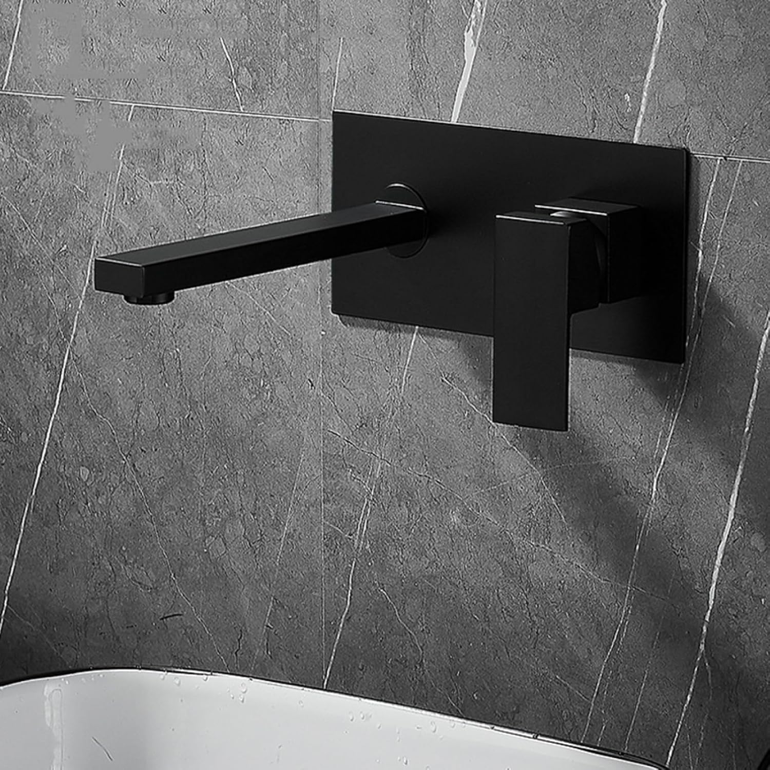 Wall Mounted Bathroom Faucet,Wall Mount Faucet Brass Basin Faucet,Hot and Cold Water Mixer Tap Sink Faucet,Single Handle Wall Mounted Bathroom Sink Faucet,Black