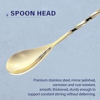 Vista 3 de 2 piezas cucharas de barra de 12 pulgadas, agitadores de mezcla de mango largo para bebidas, Briout cuchara coctelera de barra de acero inoxidable