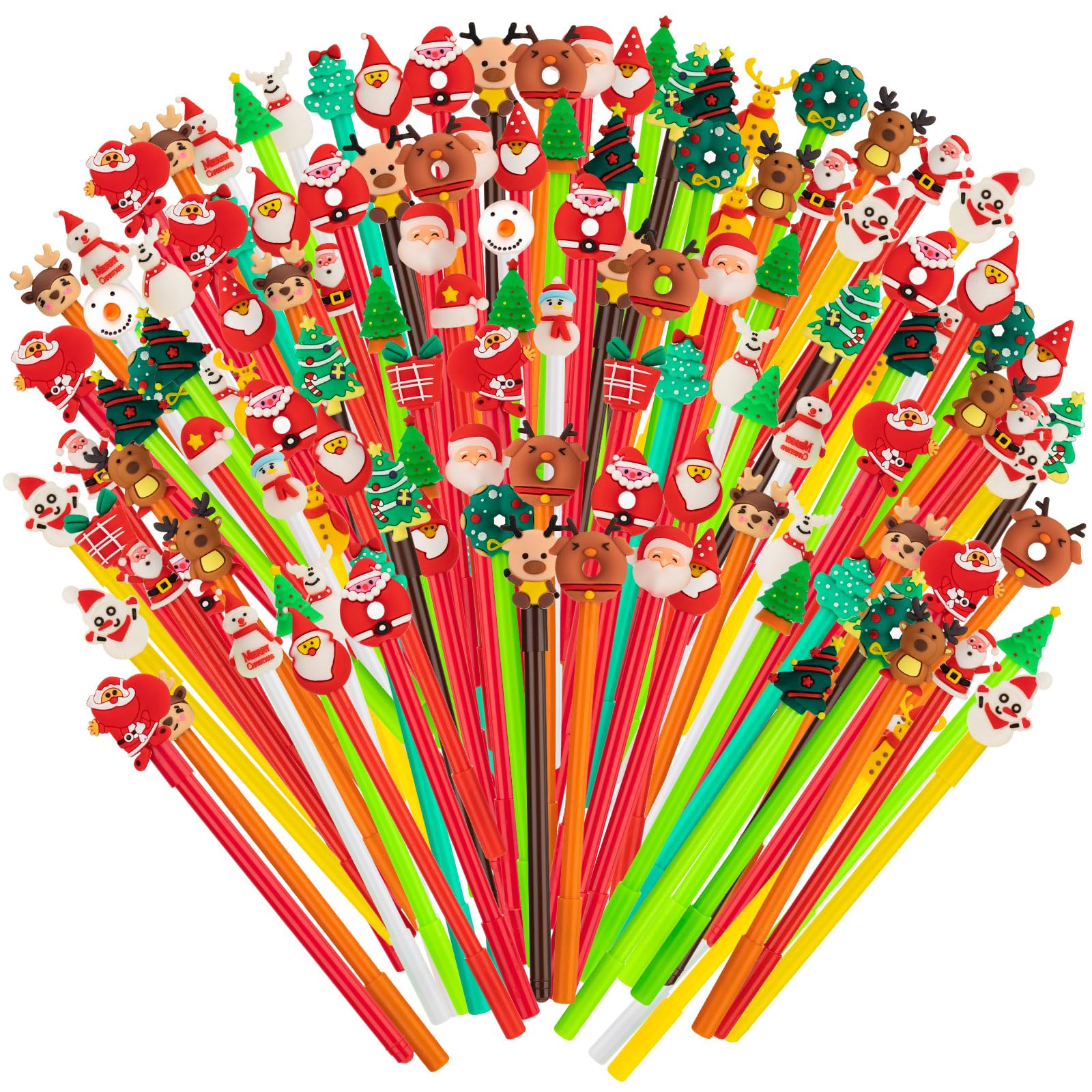 Photo 1 of 200 Pcs Christmas Gel Ink Pen Bulk, 24 Style Novelty Christmas Series Rollerball Pens Black Gel Ink Xmas Tree Snowman Reindeer Santa Claus Shape Pen for School Kids Student Christmas Party Supplies