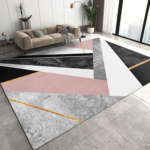 Alfombra de área geométrica de mármol rosa dorado, gris, blanco, rosa, negro, alfombra de pasillo para exteriores, antideslizante, área grande,