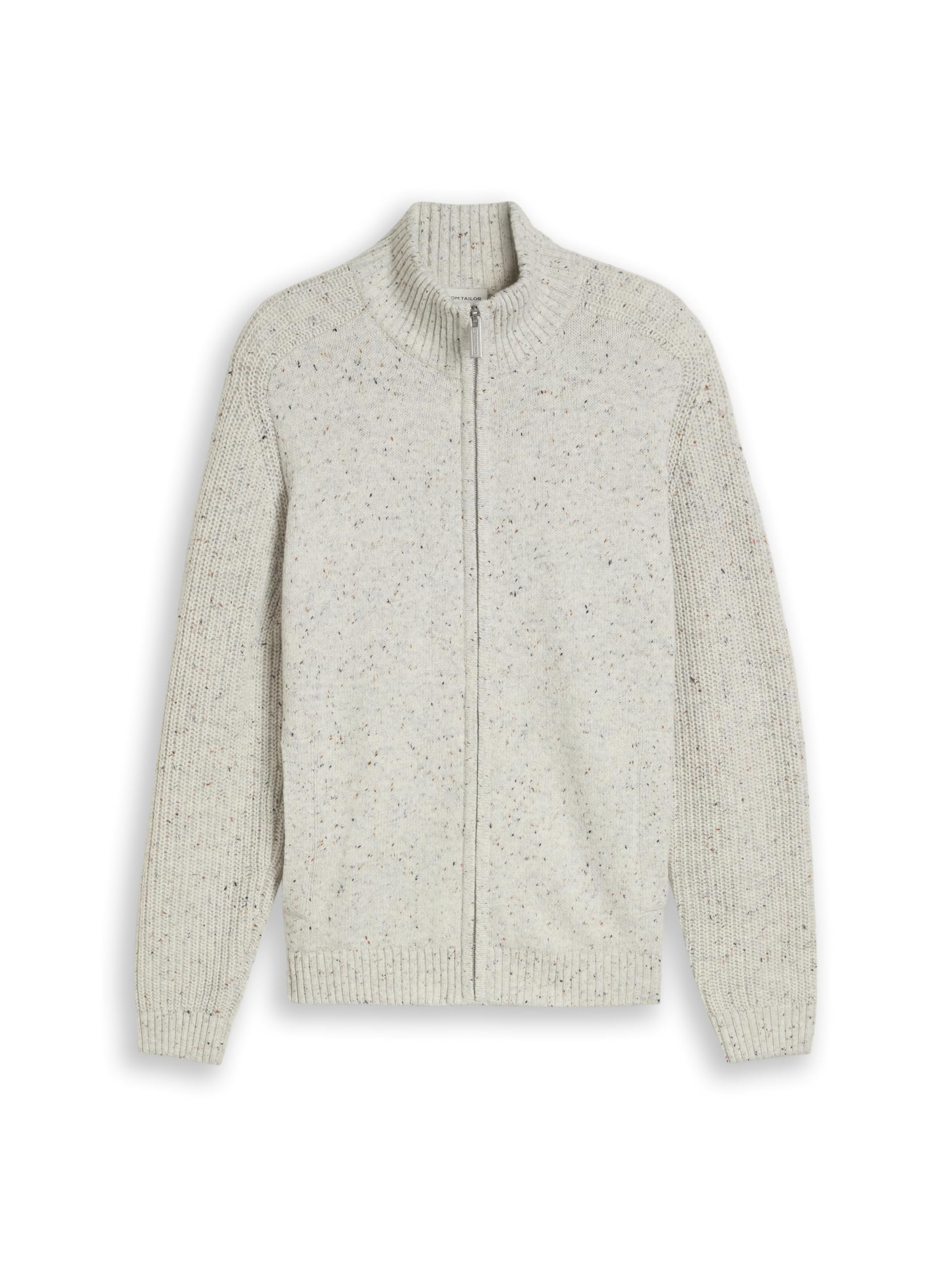 Tom Tailor GmbH Men's 1054159 Knitted Jumper with Wool Content, 41432 - Offwhite Tonal Neps, XL