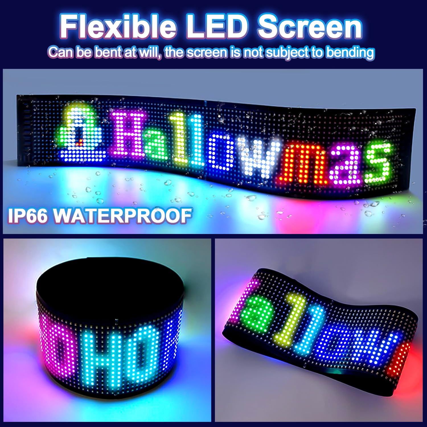 ZIMAOER LED Ogen voor Vrachtwagens, Duivelsogen Auto Verlichting, Flexibel Programmeerbaar LED-display voor Auto, Vrachtwagen, Bedrijf, DIY Reclame (2 stuks 9.2x37.4cm