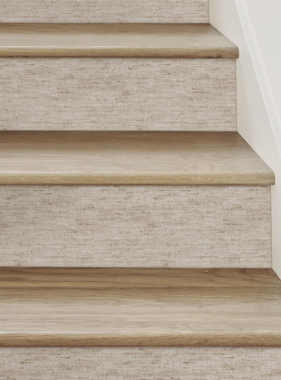 Canvas Look Peel and Stick Stair Riser Strips (6 Pack - 48" w x 6" h, Beige)
