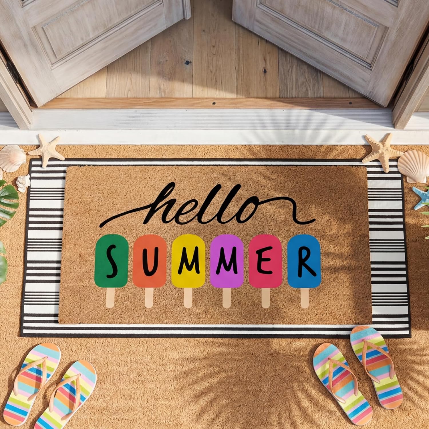 Moucuny 2 Pcs Summer Coir Doormat...