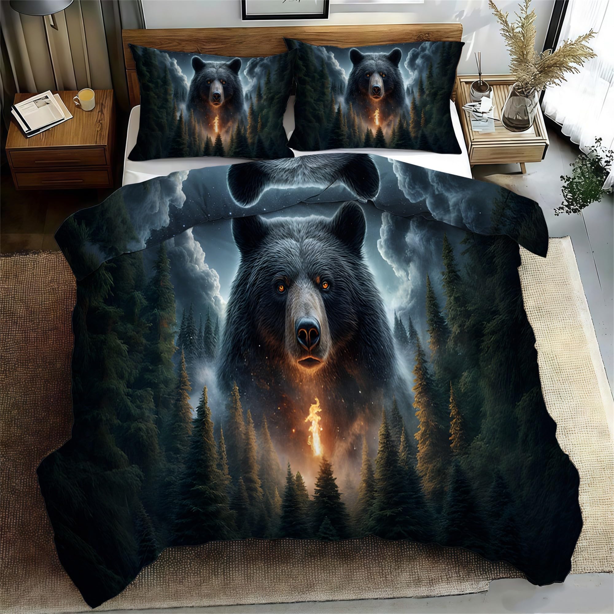 Gigenbär Pościel 155 x 220 cm, pościel dwustronna, miękka pościel z mikrofibry, z zamkiem błyskawicznym i 2 poszewkami na poduszkę 80 x 80 cm