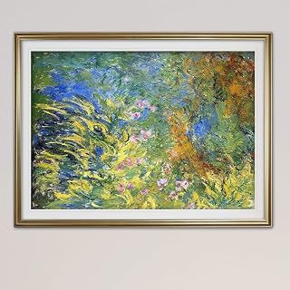 Renditions Gallery Nature Wall Art Home Decorations Irises Flowers by the Pond Water Gold Framed Hanging Paintings for Living Room Kitchen Office Decor - 30"X42"