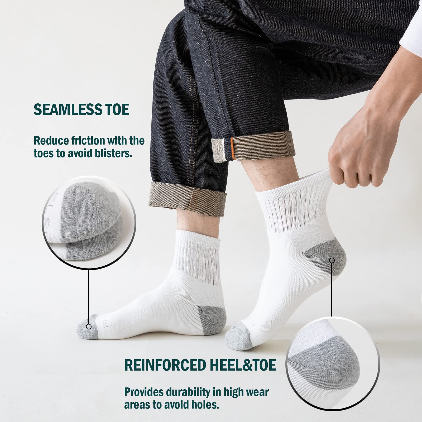 8 pares de calcetines de algodón para hombre, con cojín, atléticos, para correr, talla 7-9/9-12/12-15