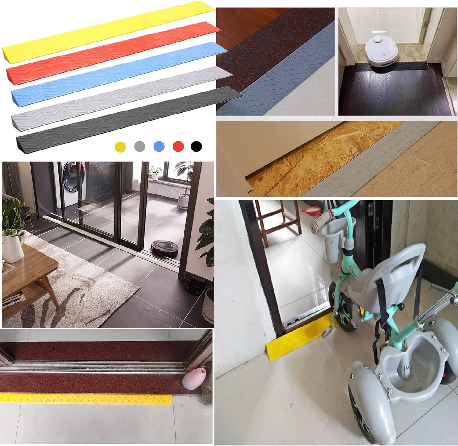 Indoor Curb Ramps Rubber Threshold Ramp Anti-Slip Wheelchair Ramp 0.4-2.8 Inch Rise Household Step Ramp for Doorways Bathroom Bike Cleaning Robot,39.4x5.9x2.8inch,Red
