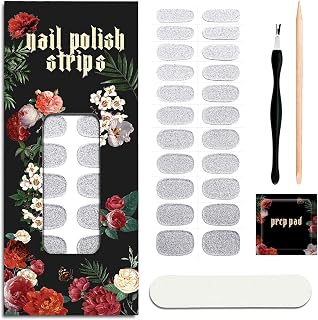Nail Polish Strips - No UV Lamp Needed (Lunar Light Grey) | 22 Pcs Salon Quality Gel Nail Stickers - Long Lasting Wraps Easy Application and Removal