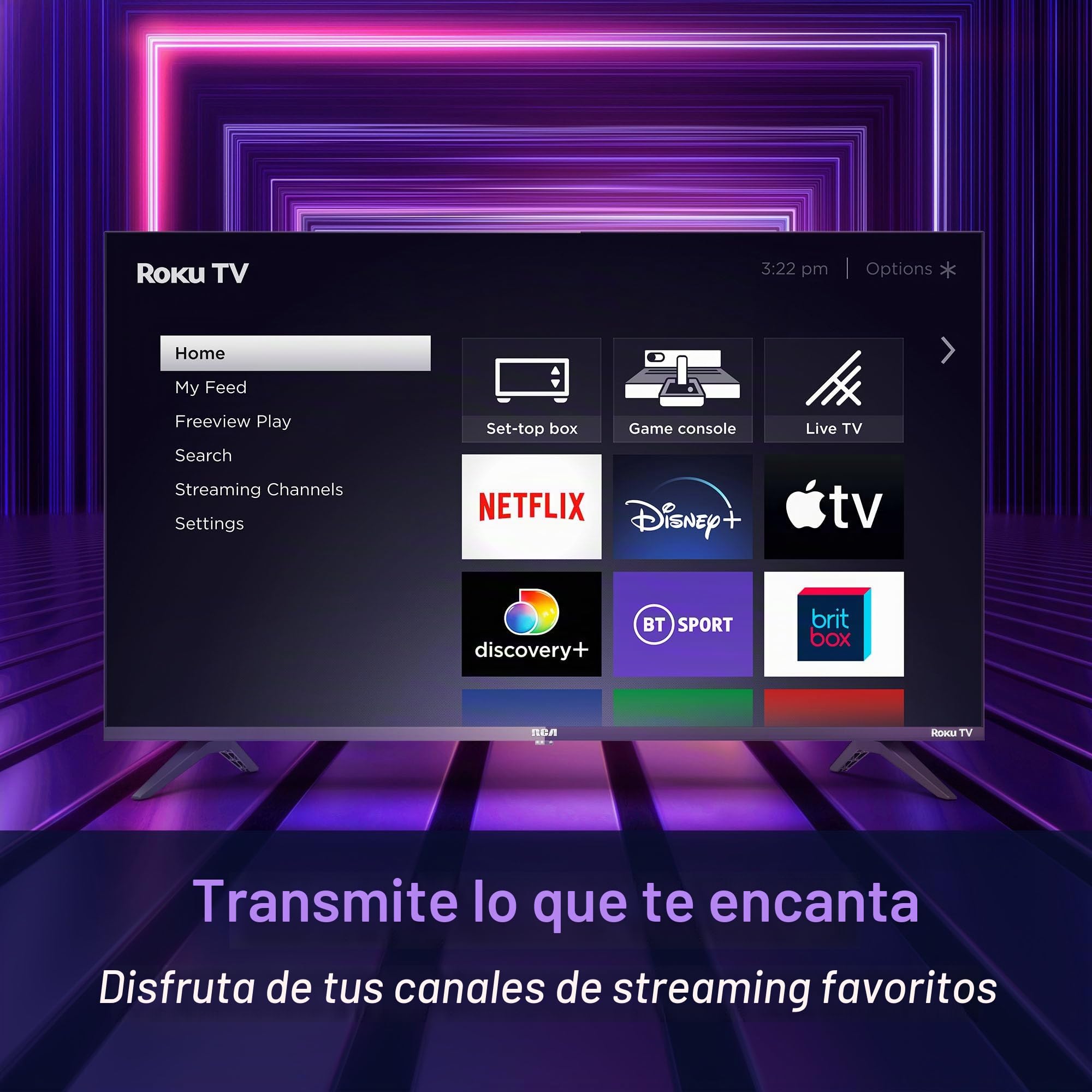 RCA Roku TV Smart TV 32" RR32HD1A TV con Apple TV+ BBC Netflix Freeview, HDR DVB-T2/T Dolby Audio 2 x HDMI 2 x puertos USB, ideal para sala de estar o cocina
