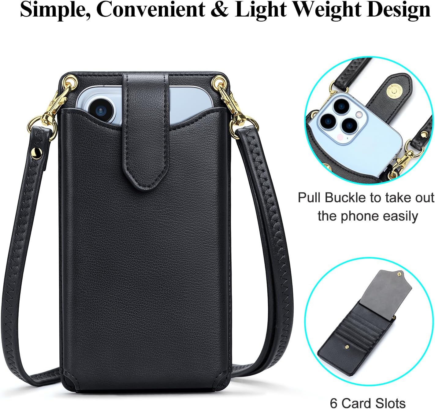 RONSStrIN Small Crossbody Cell Phone Purse for Women Vegan Leather Crossbody Phone Bag with RFID Card Slots Adjustable Strap - Image 4