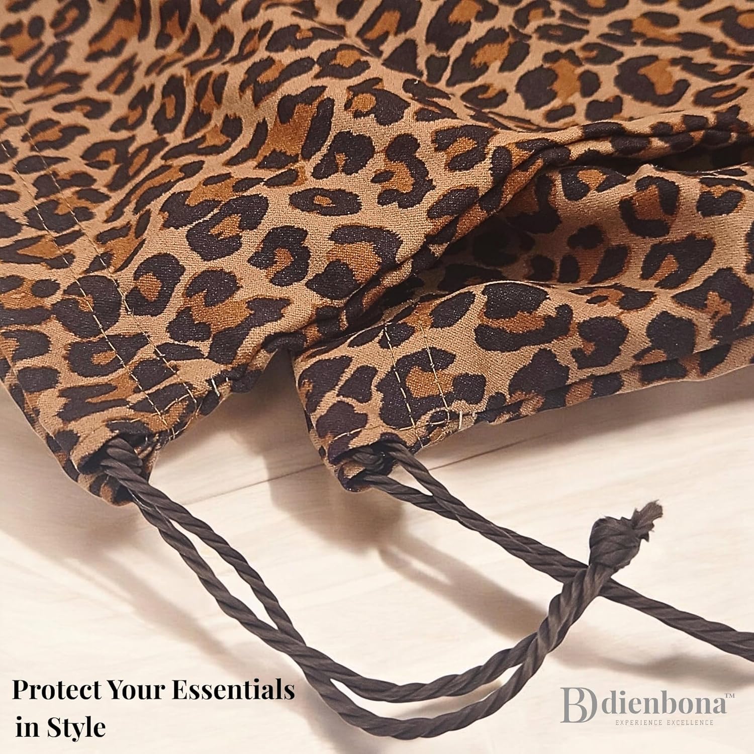 4 Pack Leopard Print Cotton Dust Bags (2 Sizes) - Stylish Drawstring Storage Covers for Designer Handbags, Purses, Shoes & Travel