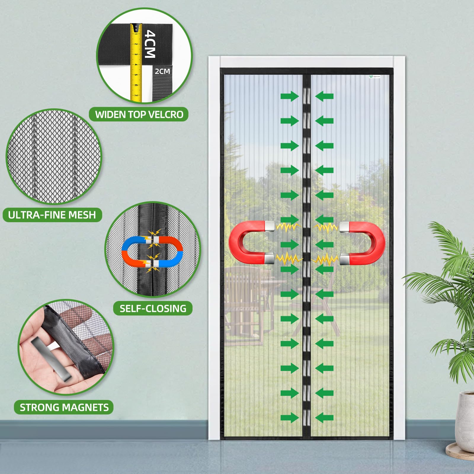 Zanzariera Magnetica 175x180cm, Zanzariera Porta Finestra Tenda Nero, Tenda Magnetica Si Impedisce agli Insetti, Facile da Installare, Chiusura Automatica per Balcone, Soggiorno, Cantine, Terrazze