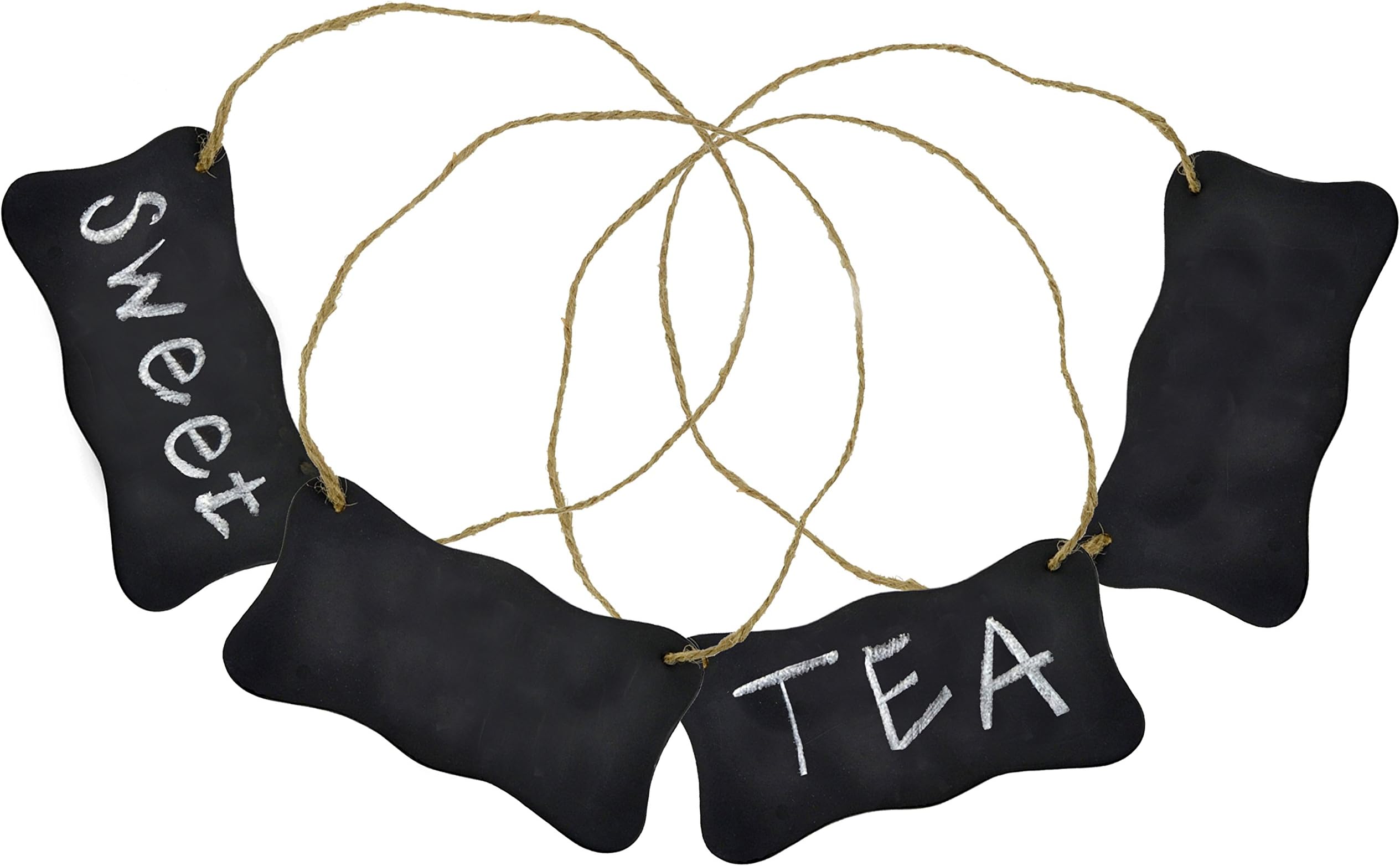 MyGift Black Metal Hanging Chalkboard Sign with Jute Rope, Mini Chalkboard La...