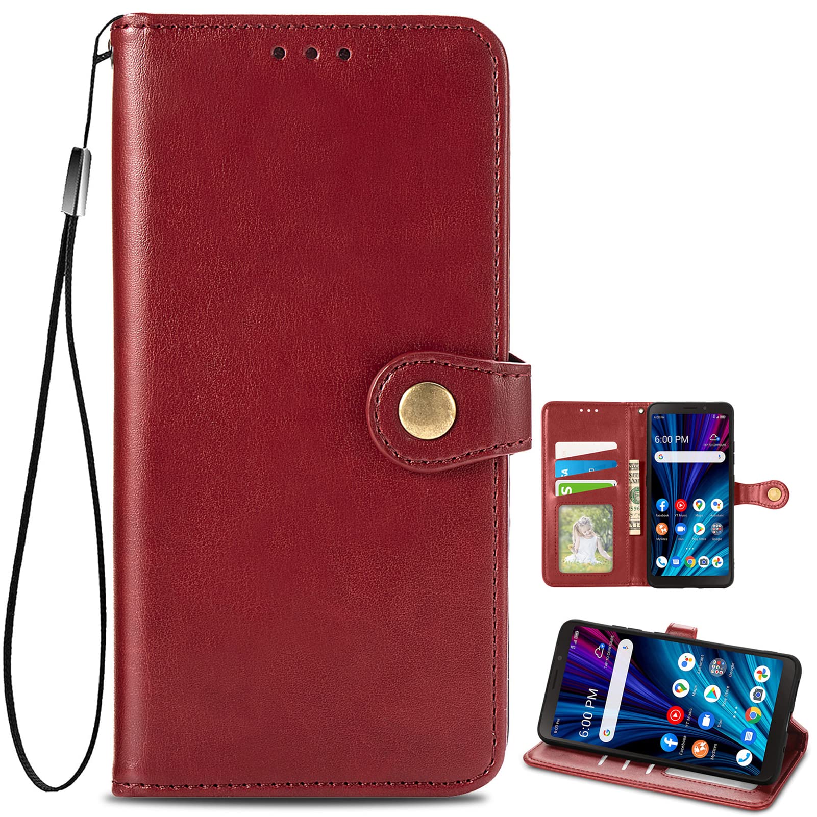 BAILI Cover Per Oppo A78 5G / A58x, Custodia In Pelle Con Portafoglio A Cerniera, Slot Per Carte, Supporto E Cordino, Motivo Quadri, Nero - 3