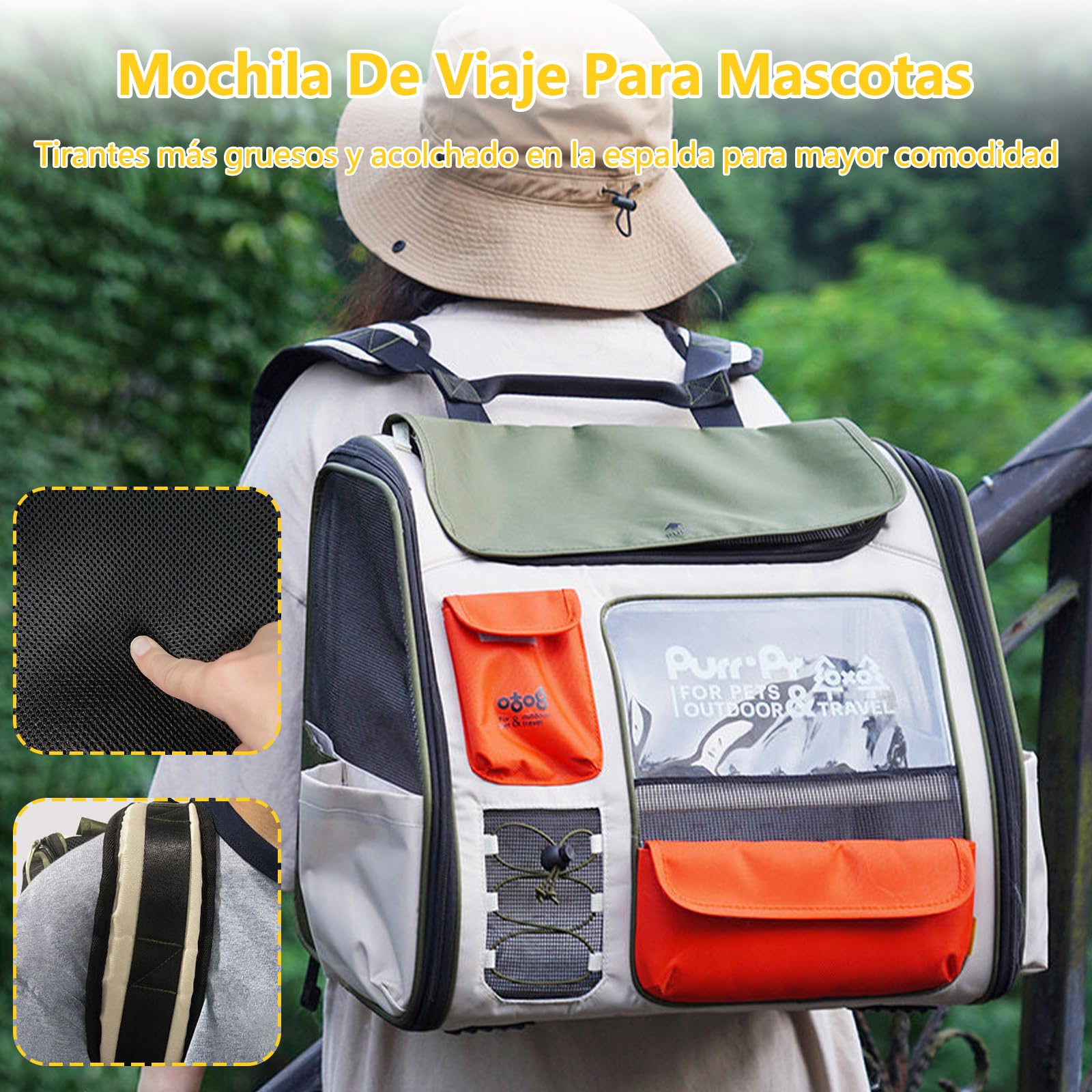 Galatée Mochila para Mascotas Fabricada En Tejido De Poliéster con Malla Especial, Transpirable y Duradera, Plegable para Un Fácil Almacenamiento, Cómoda y Espaciosa (Verde)