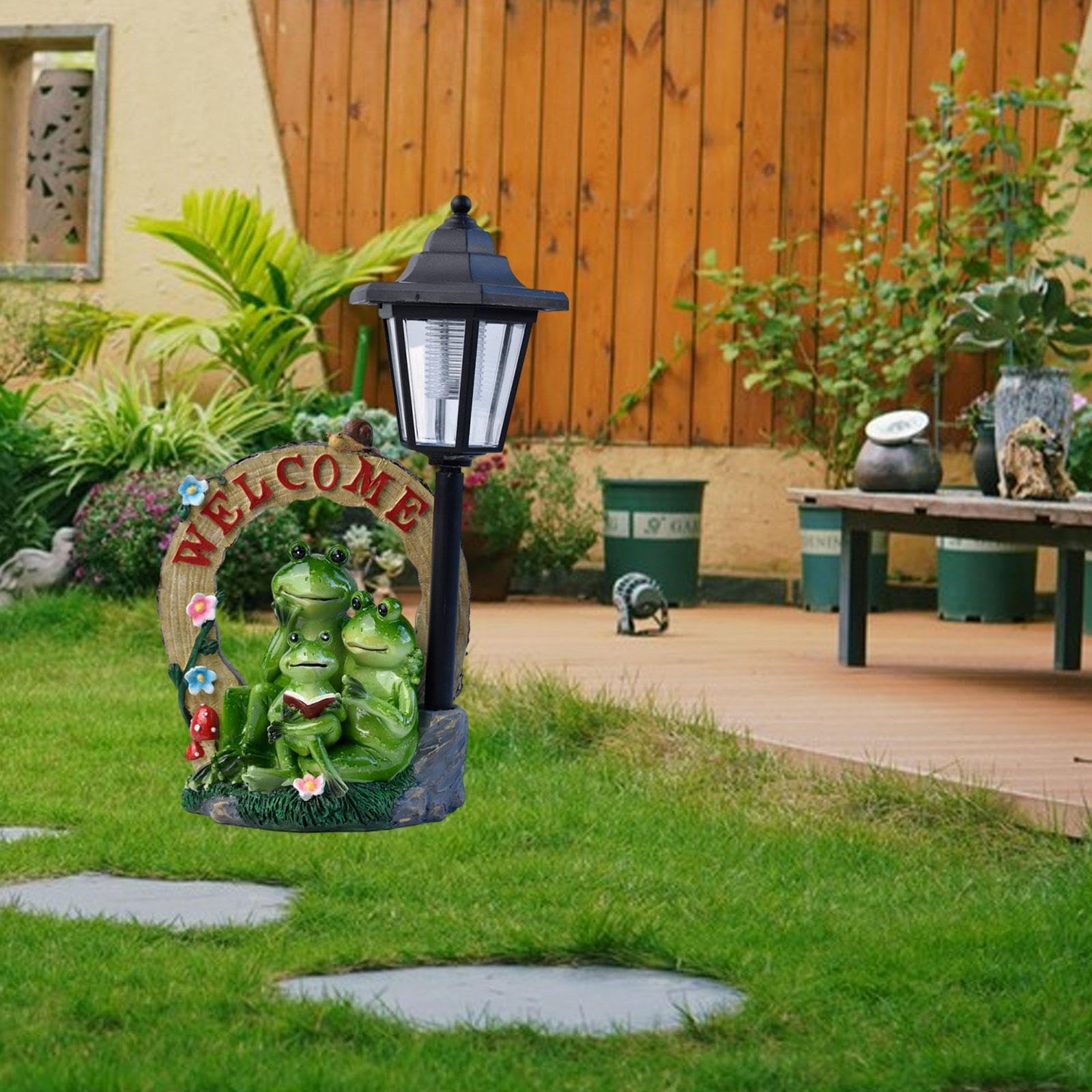 KESOTO Estatua de Jardín con Luz Solar, Iluminación Decorativa para Balcón, Parterre Y Terraza.