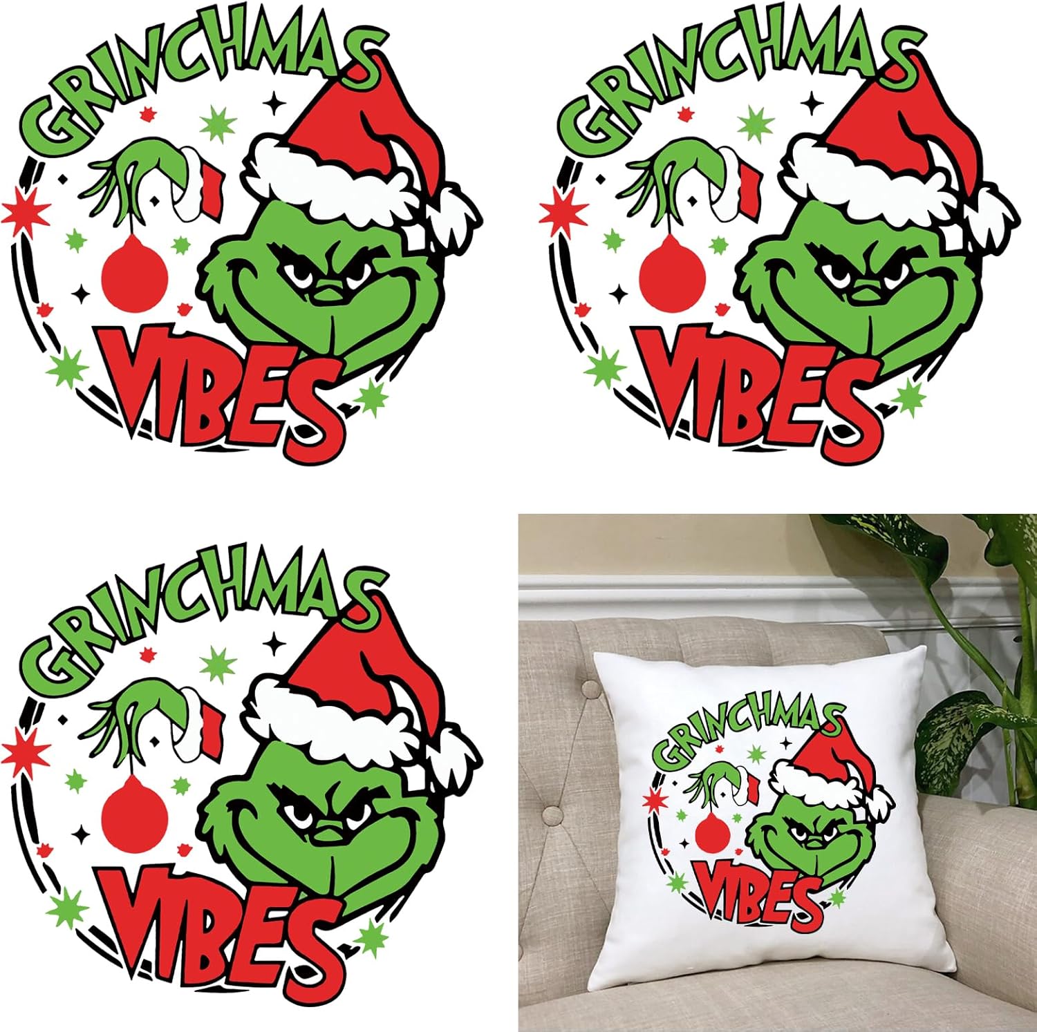 3Pcs Christmas Iron on Transfers, Winter Iron on Decals