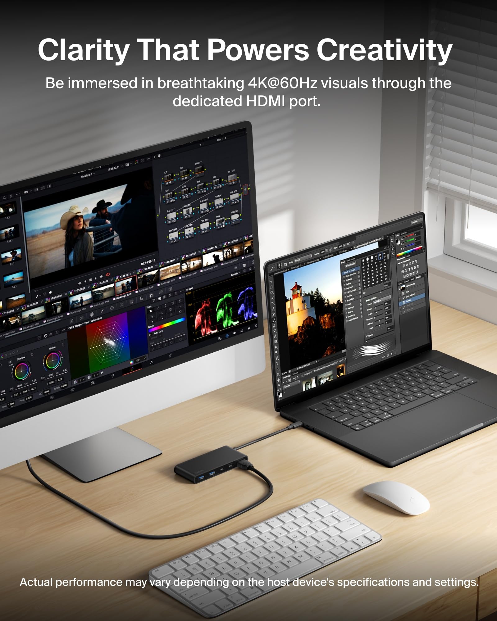 Belkin Hub USB C, concentrador de 7 Puertos con Pantalla HDMI 4K @ 60Hz, SD y MicroSD, Entrega de energía de 100 W, Transferencia de Datos rápida de 5 Gbps, Adaptador multipuerto USB C para MacBook