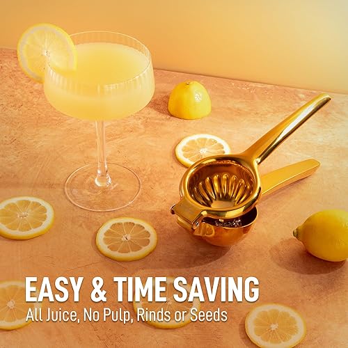 Miniatura 3 de Zulay Kitchen Exprimidor de limón de acero inoxidable, calidad premium, cuenco exprimidor de metal sólido resistente, exprimidor manual grande de