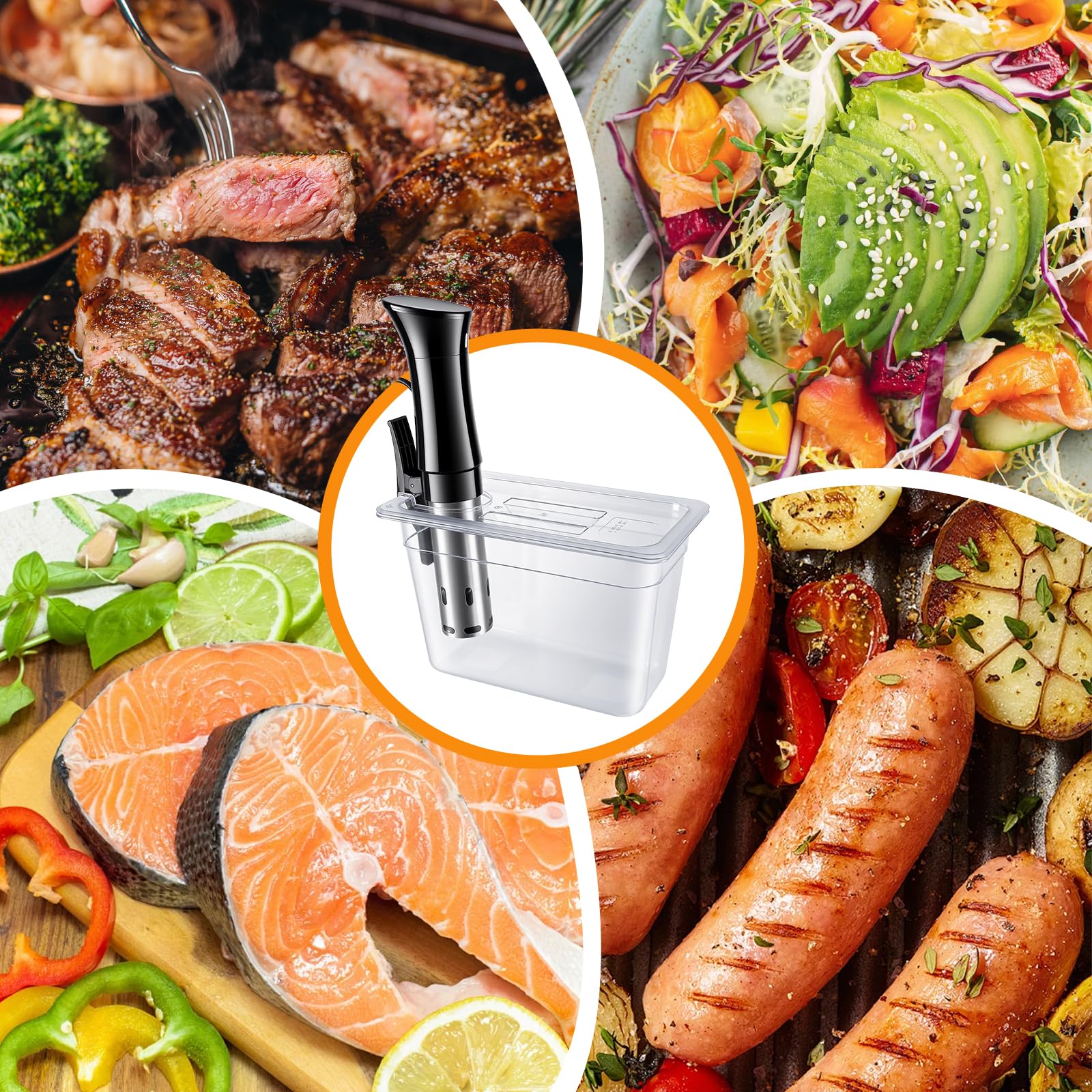 Recipiente pequeño para Sous Vide con tapa, tanque Sous Vide de 6 L para cocinar lentamente en casa y preparar comidas, sin BPA