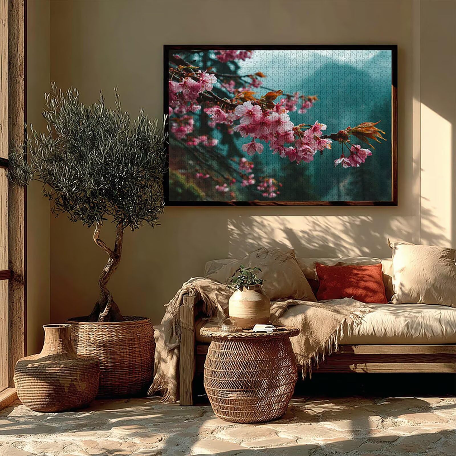 Puzzle Arte con Scatola Rosa, Flower Puzzle Legno 5000 Pezzi Adulti 156x105cm, Attività di Intrattenimento ad Alta Difficoltà, DIY Classici Gioco, Jigsaw Per Tutta La Famiglia, Estate Regalo, 2-1184