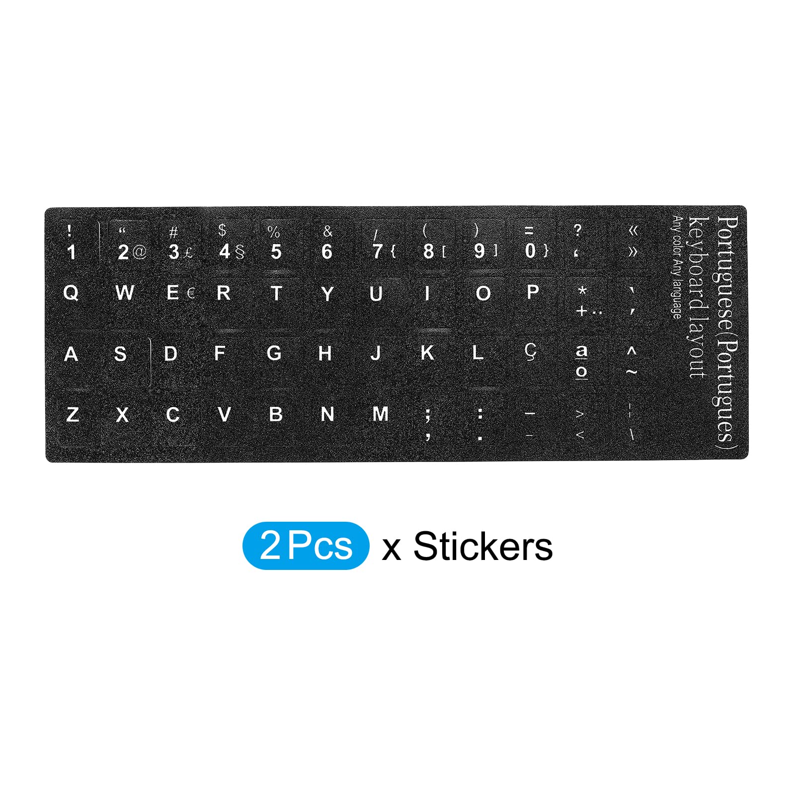 PATIKIL Portoghese Tastiera Layout Adesivi, 2pz Universale Tastiera Sostituzione Copertura per Notebook Desktop Computer, Nero Sfondo Bianco Scritte