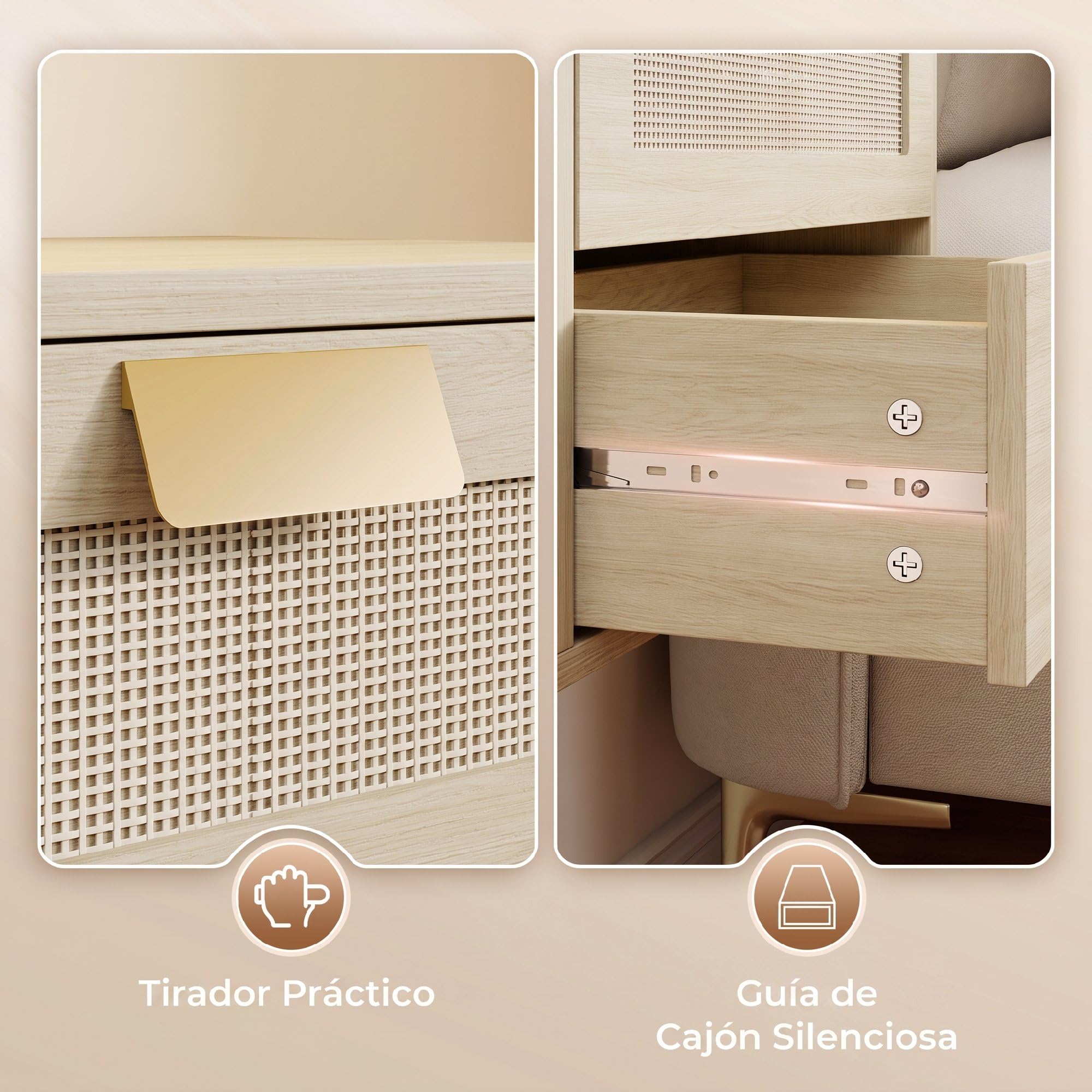 HOMCOM Juego de 2 Mesitas de Noche Flotantes 40x30x27,6 cm Roble