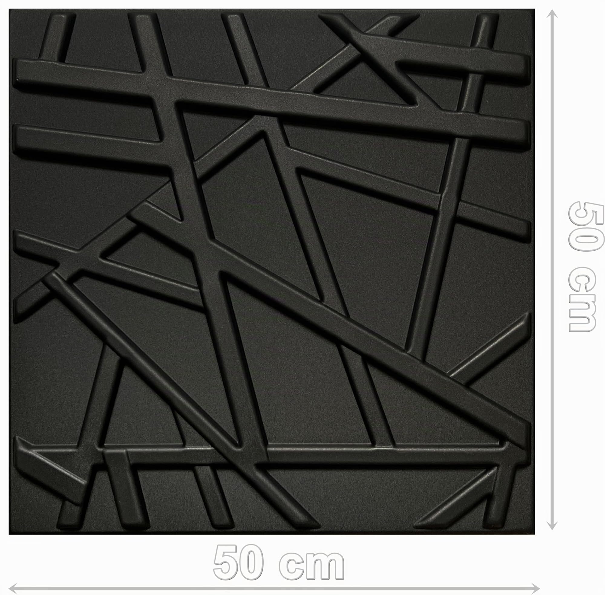 DECCART - Pannelli Decorativi Per Pareti 3D - Pannelli Murali - Pannello Decorativo Parete - Polistirolo PSE - 50x50 cm Line, Nero,5m2