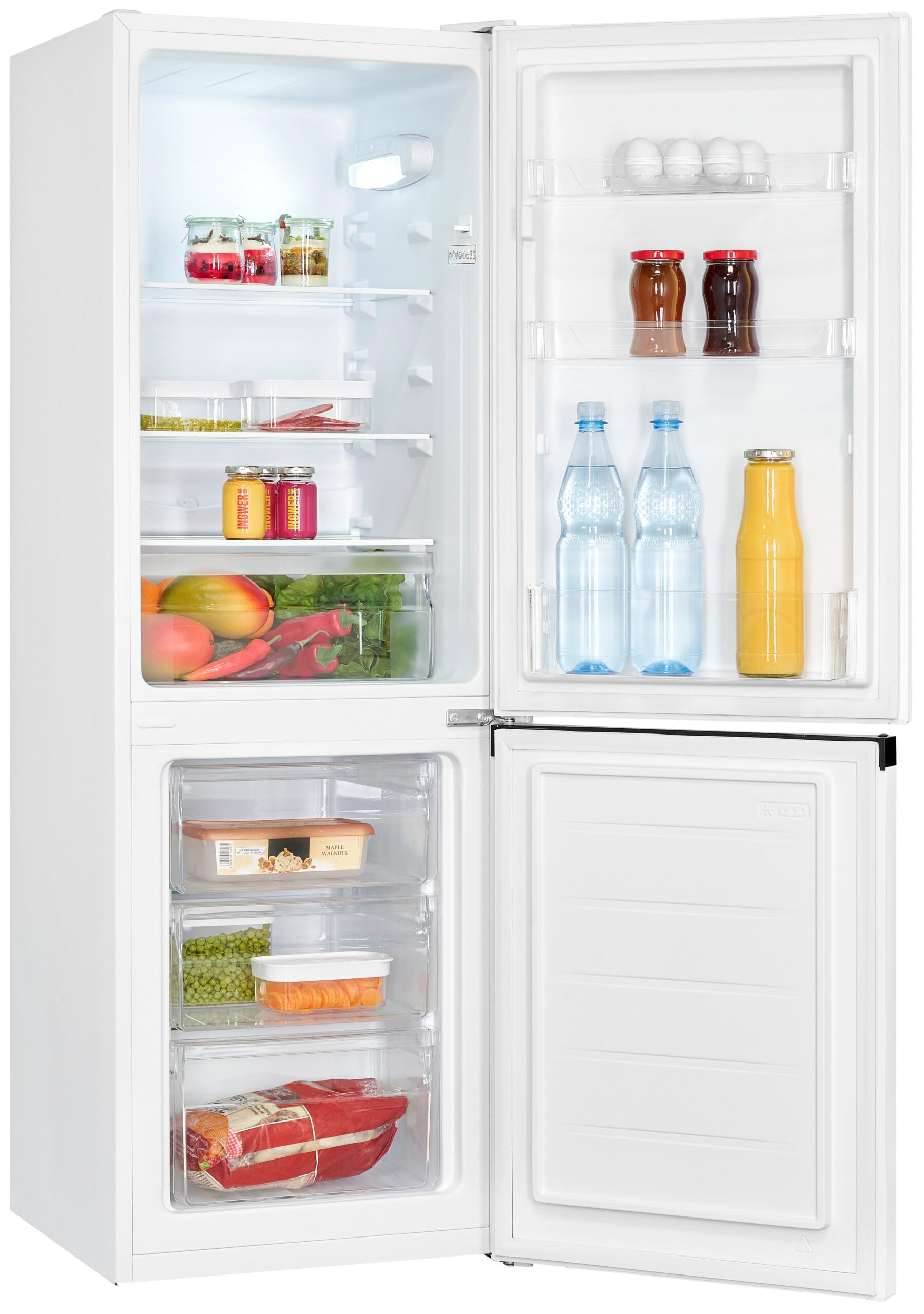 Exquisit® Frigorífico Combi Blanco 159L Clase C Puerta Reversible | Control electrónico, alarma de puerta, enfriamiento rápido, iluminación LED y medidas 144,0 x 47,4 x 49,5 cm