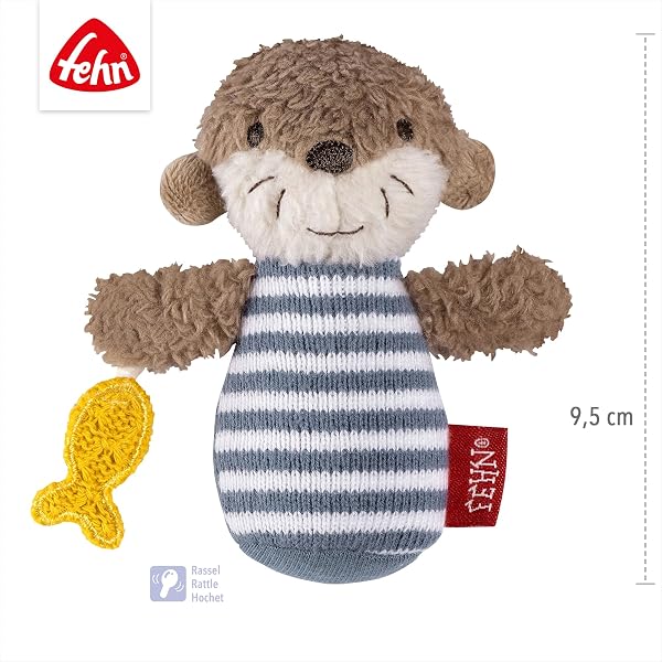 Mini-Rassel Otter – Mini-Greifling zum Rasseln, Fühlen, Spielen mit kuschelweichem Stoff-Tier – ein treuer Begleiter für Babys und Kleinkinder ab 0+ Monaten - 4