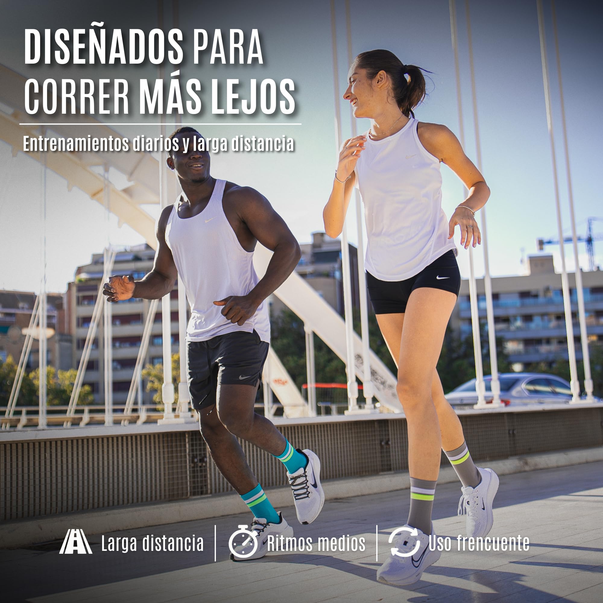HOOF - Calcetines Running Compresivos - Reducción de Fatiga y Mejora de Circulación - Calcetines de Deporte con Refuerzo - Material Técnico Vaporfeel - Unisex