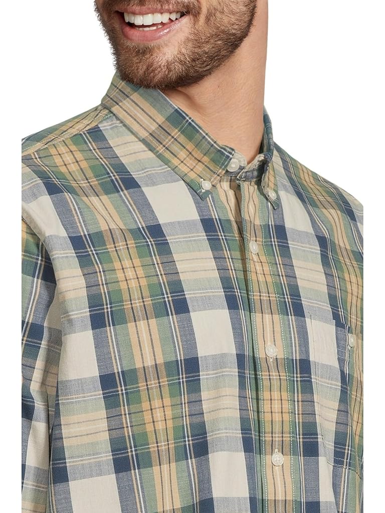 Blue L.L.Bean Comfort Stretch Chambray Shirt Traditional Untucked Fit Long-sleeve Print