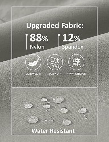 Miniatura 4 de TBMPOY Pantalones de viaje ligeros para hombre, 5 bolsillos con cremallera, elásticos, de secado rápido, pantalones de trabajo tipo cargo, para