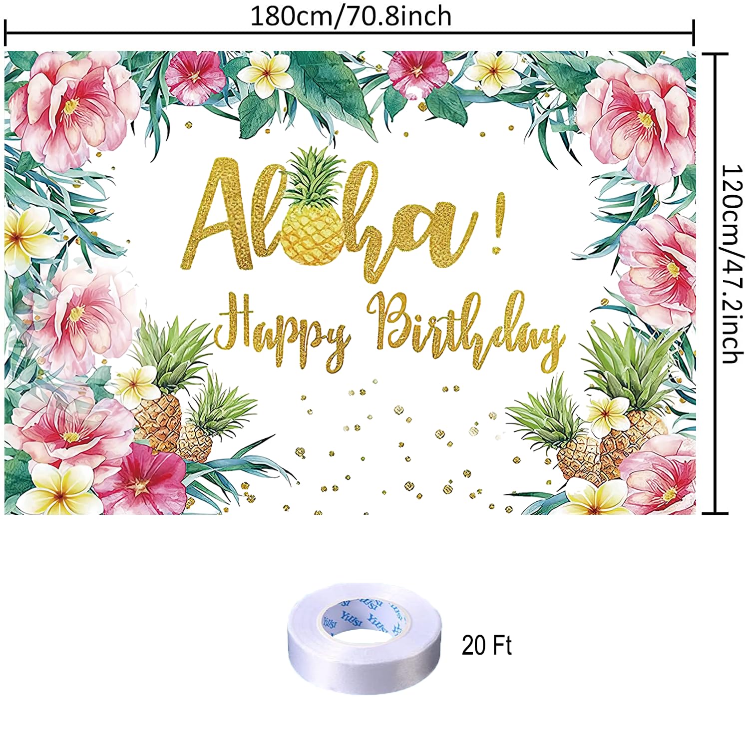 Hawaii-Party-Hintergrund – 210x150 Cm, Vinyl, Mit Palmen & Neon, Für Geburtstag & Luau