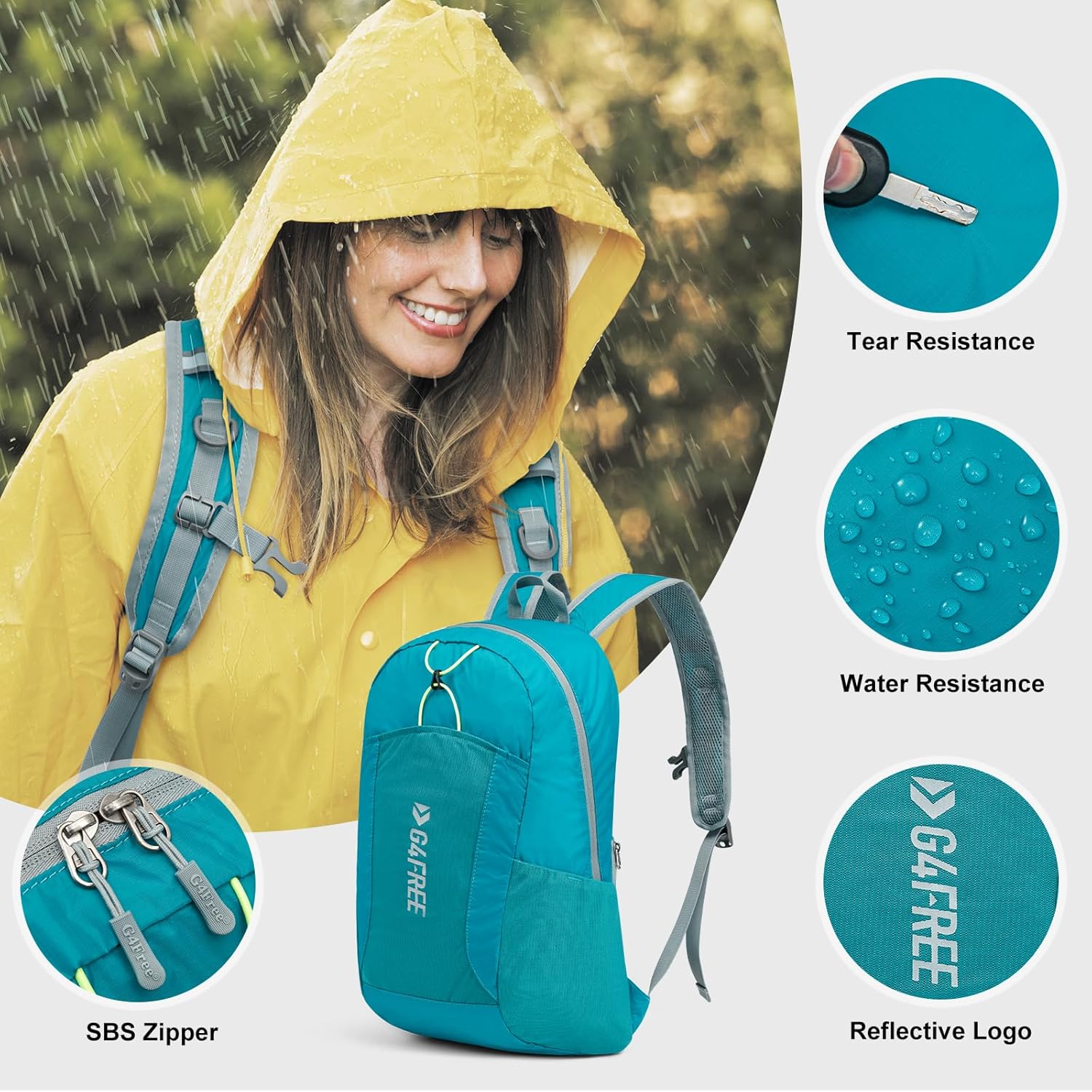 G4Free 24L Lightweight Packable Hiking Backpack Small Sport Travel Daypack Water Resistant for Women Men - Image 7