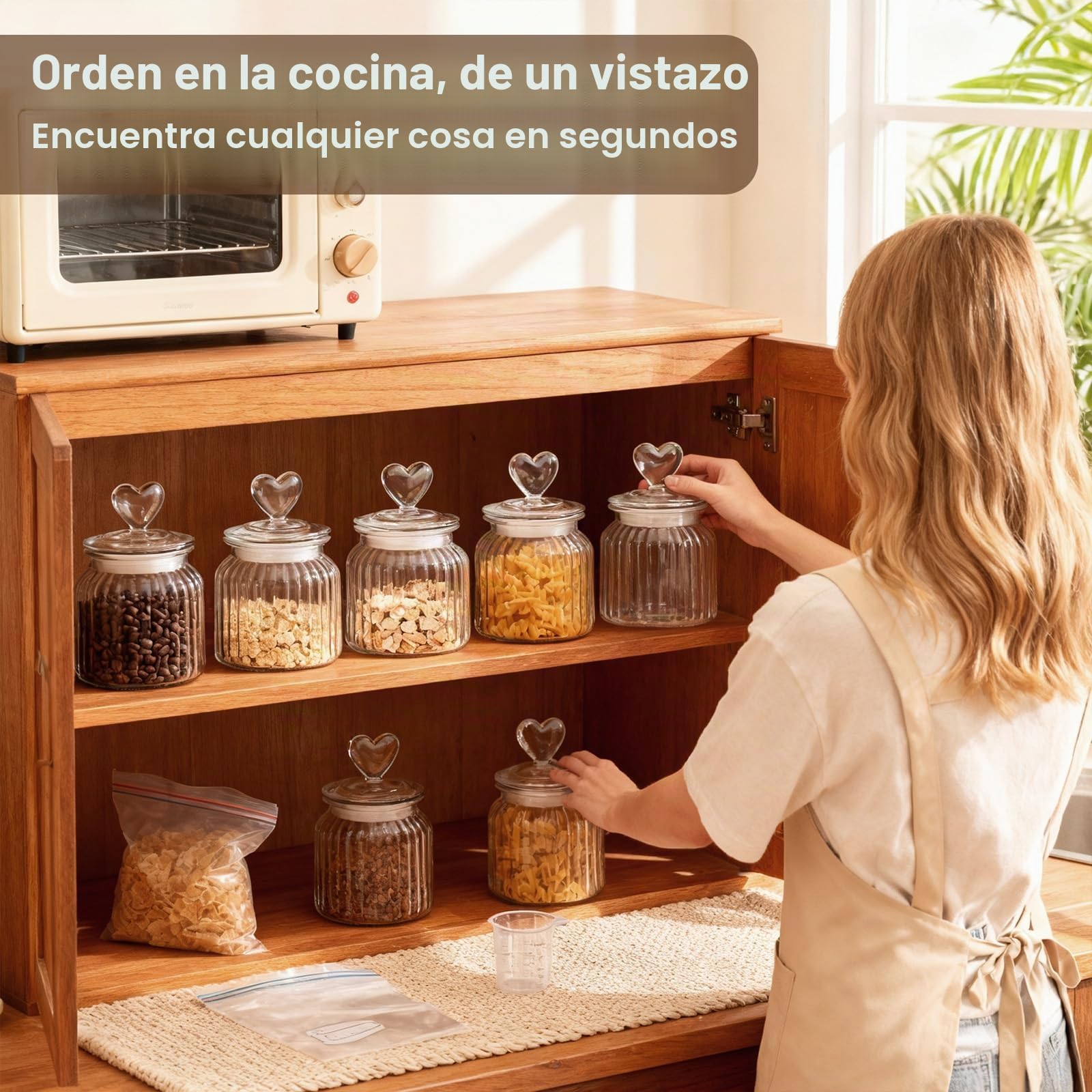 Hejo Tarros de Cristal con Tapa en Forma de Corazón, 650 ml, 2 Piezas | Tarro de Vidrio, Tarro de Cristal Elegante, Tienda de Vidrio para Guardar Caramelos, Dulces, Frutos Secos y Aperitivos