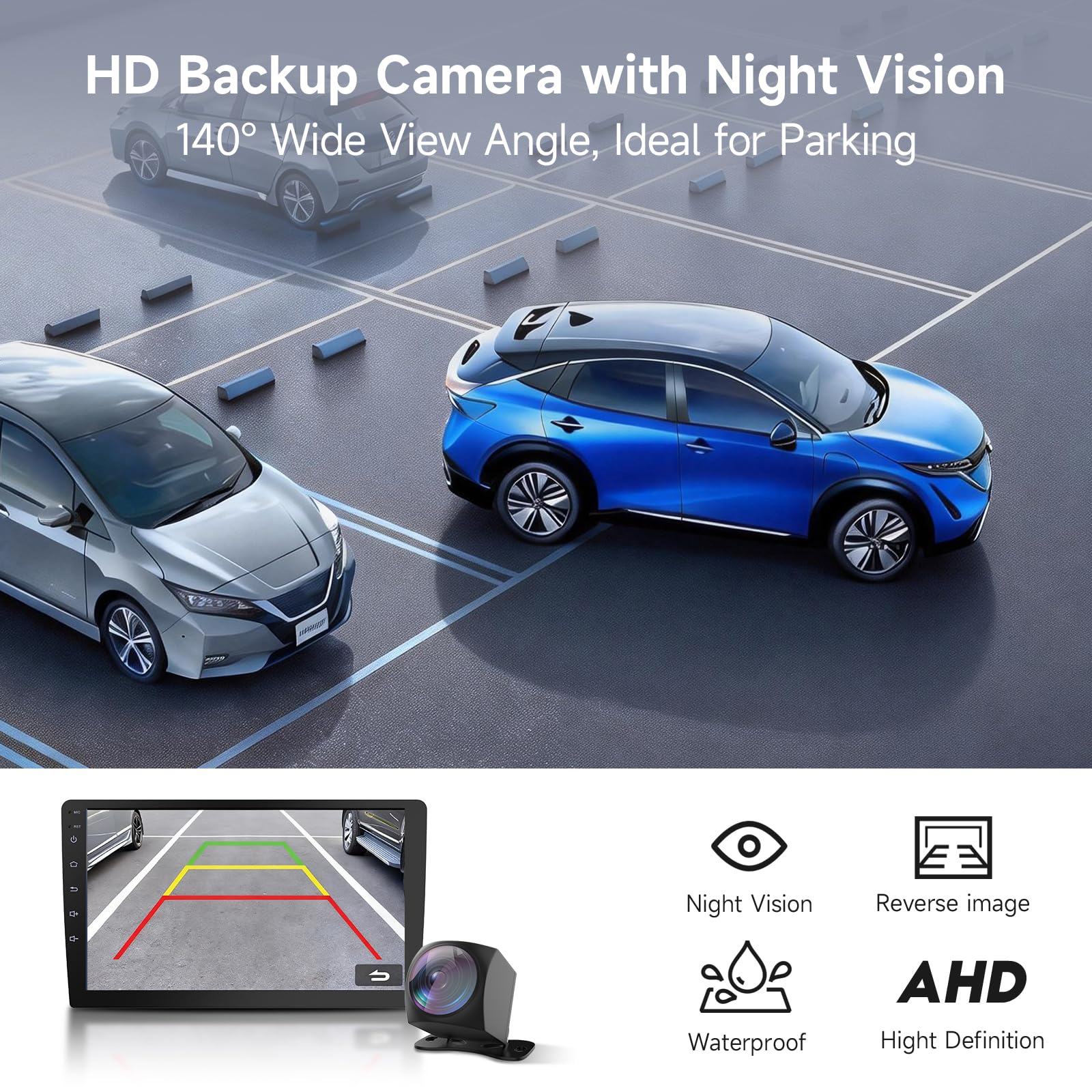 9" Wireless Double Din Car Stereo with Bluetooth, Wireless CarPlay Radio and Android Auto, Backup Camera, GPS Navigation, Free APK Download and Deletion, FM, Voice Control, Mirror Link