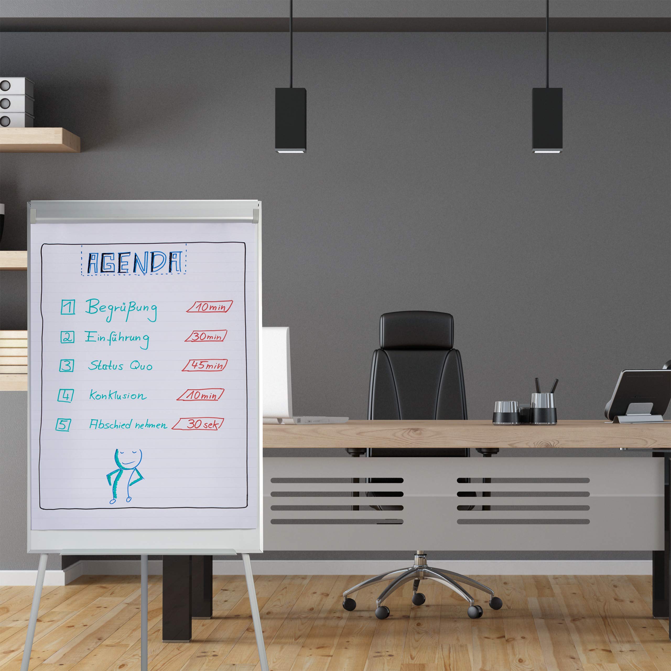 Relaxdays Papel de Rotafolio, Rollo de 50 Hojas a Rayas, Bloc Pizarra, 60 g/m², 6 Perforaciones, 57,5 x 81 cm, Blanco