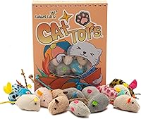 Vista 6 de Fashion's Talk Mouse Cat Toys Soft Plush Catnip Mice Assorted Style Variety Pack 32 Count
